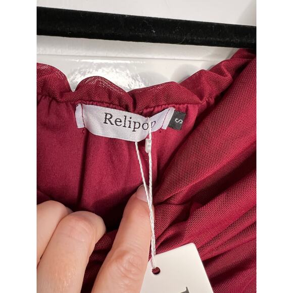 Womens Relipop Merlot Long Sleeve Long Party Dress Size Small NWT - Picture 2 of 9